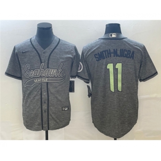 Men's Seattle Seahawks #11 Jaxon Smith-Njigba Gray Cool Base Stitched Baseball Jersey1 - Ujersey