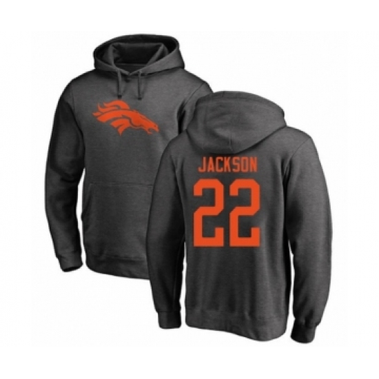 Football Denver Broncos #22 Kareem Jackson Ash One Color Pullover Hoodie - Ujersey