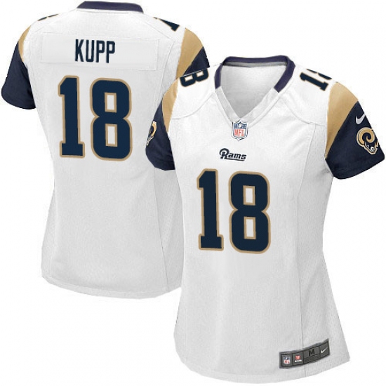 Women's Nike Los Angeles Rams #18 Cooper Kupp Game White NFL Jersey - Ujersey