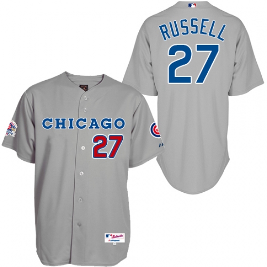 Men's Majestic Chicago Cubs #27 Addison Russell Authentic Grey 1990 Turn Back The Clock MLB Jersey - Ujersey