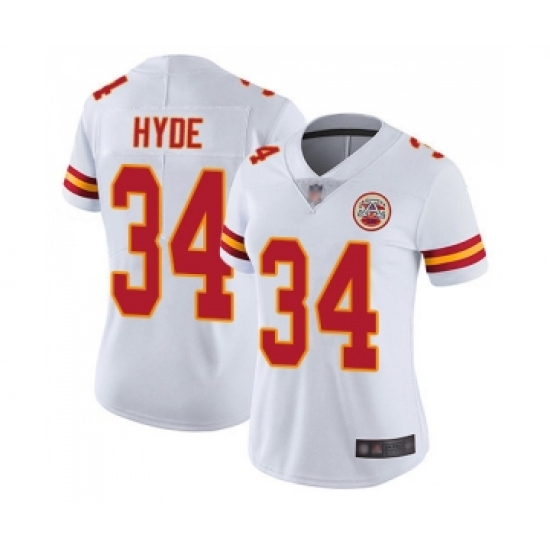 Women's Kansas City Chiefs #34 Carlos Hyde White Vapor Untouchable Elite Player Football Jersey - Ujersey