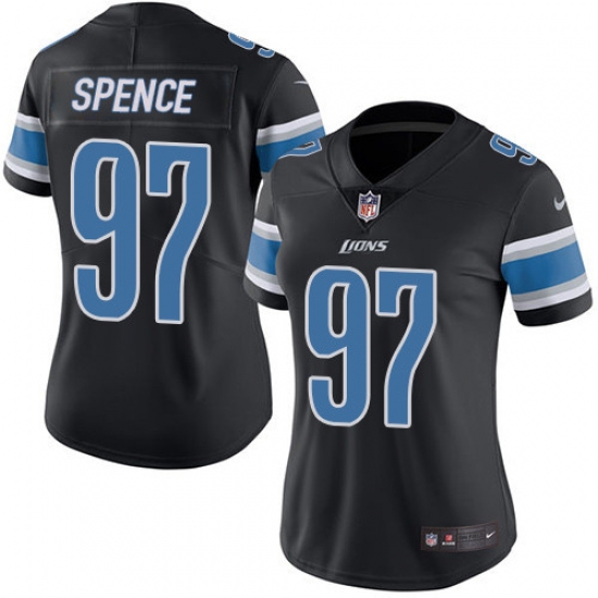 Women's Nike Detroit Lions #97 Akeem Spence Limited Black Rush Vapor Untouchable NFL Jersey - Ujersey
