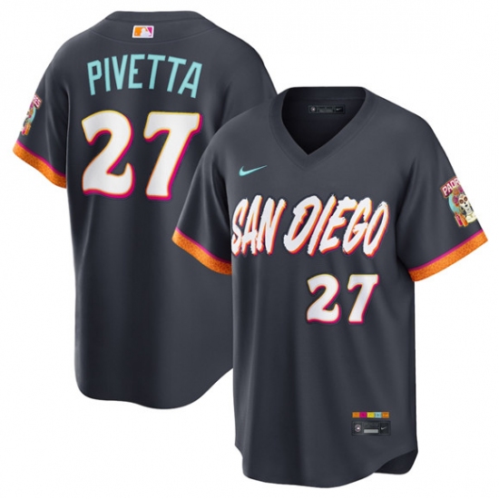 Men's San Diego Padres #27 Nick Pivetta Obsidian 2026 City Connect Stadium Limited Stitched Baseball Jersey - Ujersey