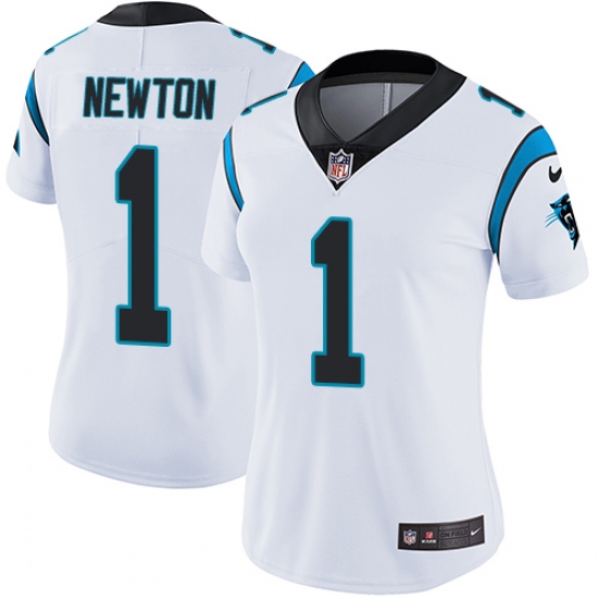Women's Nike Carolina Panthers #1 Cam Newton White Vapor Untouchable Limited Player NFL Jersey - Ujersey
