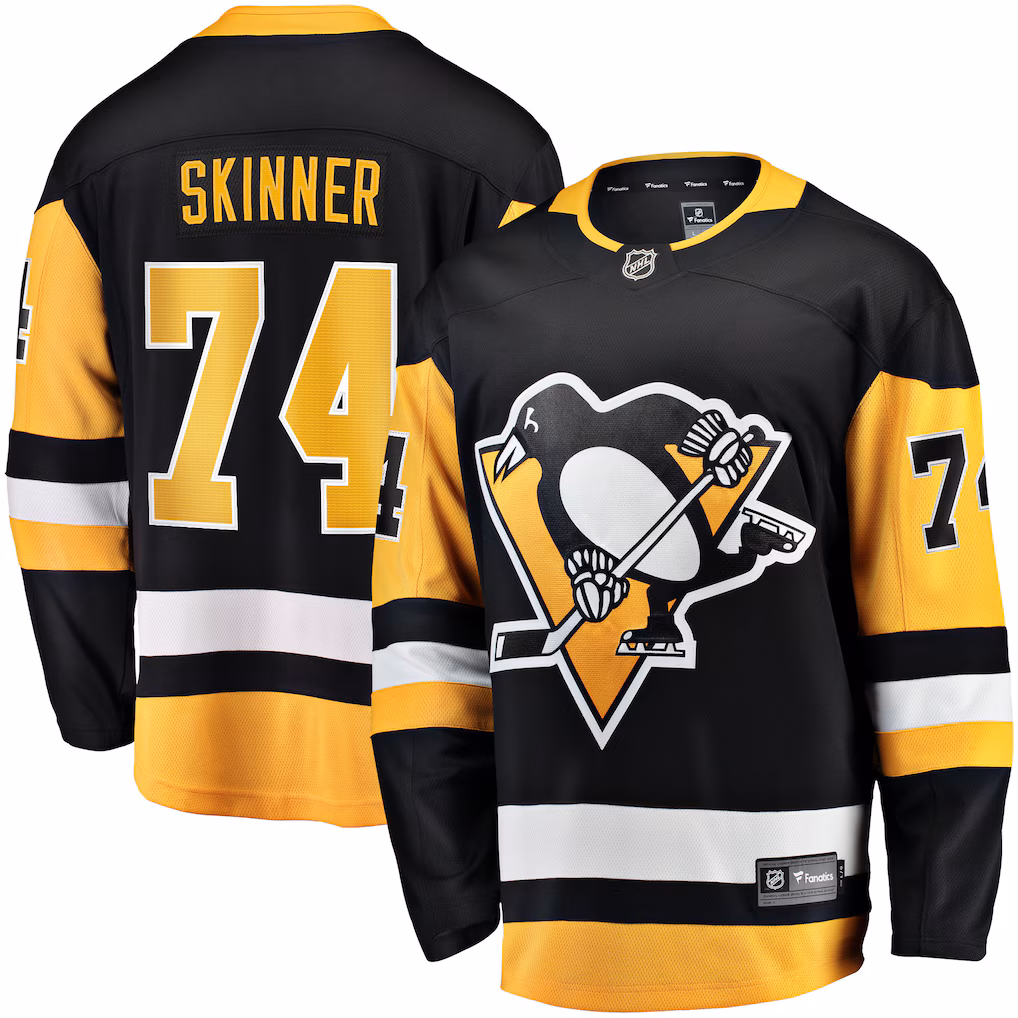 Men's Pittsburgh Penguins Stuart Skinner Fanatics Black Home Breakaway Jersey - ujerseystore