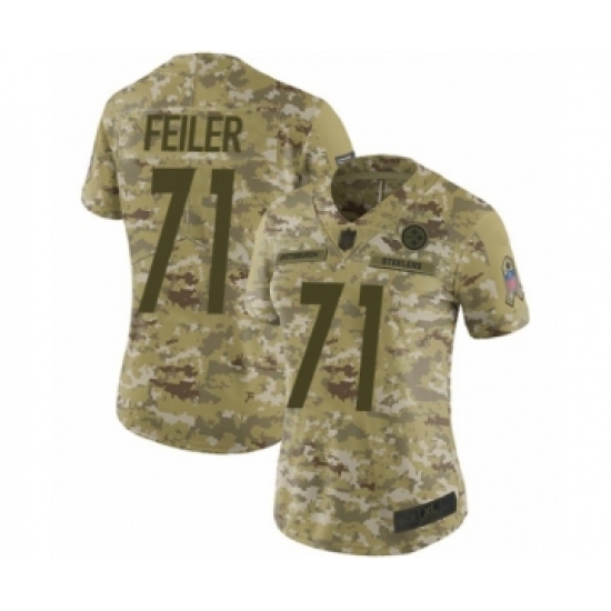 Women's Pittsburgh Steelers #71 Matt Feiler Limited Camo 2018 Salute to Service Football Jersey - Ujersey