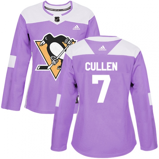 Women's Adidas Pittsburgh Penguins #7 Matt Cullen Authentic Purple Fights Cancer Practice NHL Jersey - Ujersey