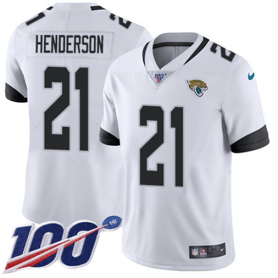 Men's Jacksonville Jaguars #21 C.J. Henderson White Stitched 100th Season Vapor Untouchable Limited Jersey - Ujersey