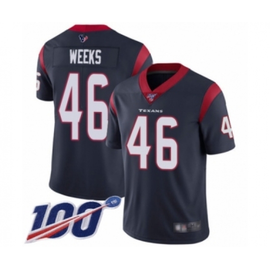 Men's Houston Texans #46 Jon Weeks Navy Blue Team Color Vapor Untouchable Limited Player 100th Season Football Jersey - Ujersey