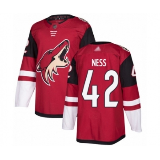 Youth Arizona Coyotes #42 Aaron Ness Authentic Burgundy Red Home Hockey Jersey - Ujersey
