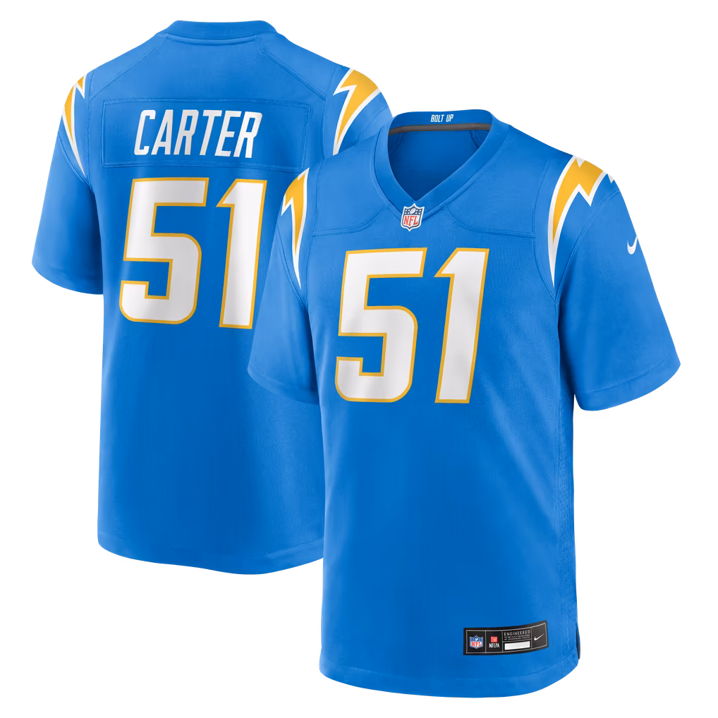 Men's Los Angeles Chargers Andre Carter Nike Powder Blue Team Game Jersey - Ujersey