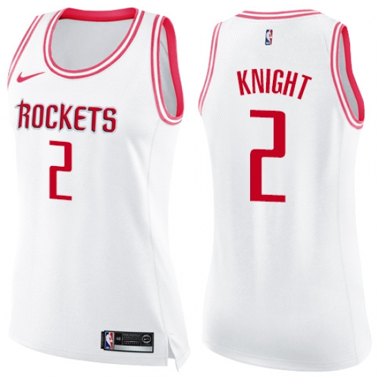 Women's Nike Houston Rockets #2 Brandon Knight Swingman White Pink Fashion NBA Jersey - Ujersey