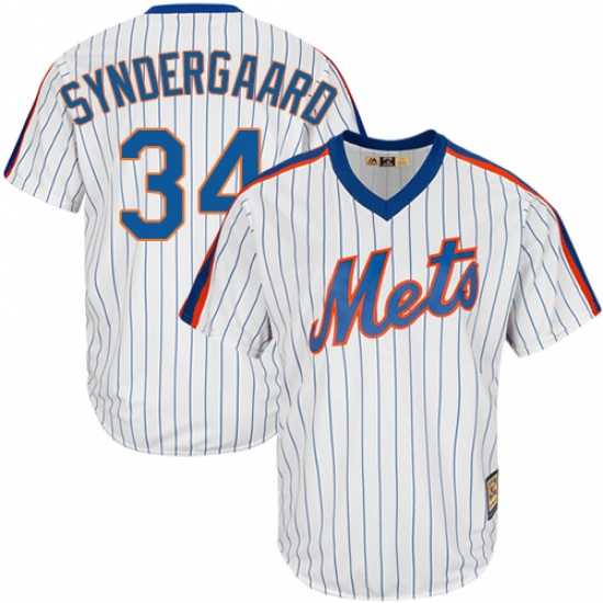Men's Majestic New York Mets #34 Noah Syndergaard Replica White Cooperstown MLB Jersey - Ujersey