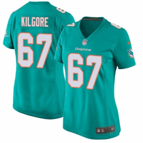 Women's Nike Miami Dolphins #67 Daniel Kilgore Game Aqua Green Team Color NFL Jersey - Ujersey