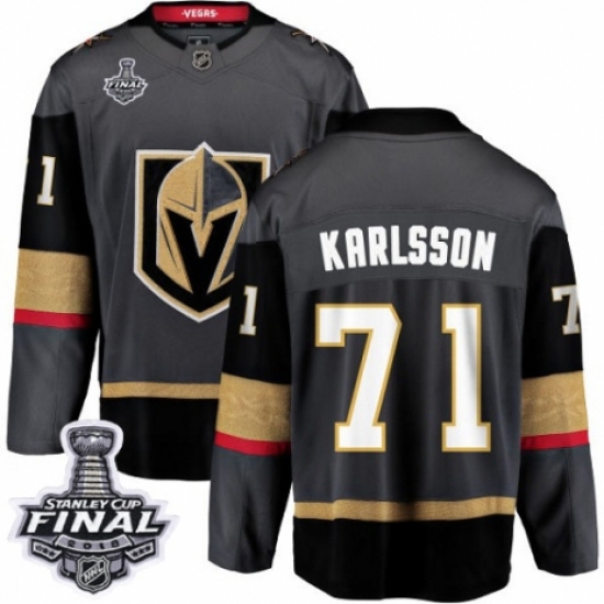 Men's Vegas Golden Knights #71 William Karlsson Authentic Black Home Fanatics Branded Breakaway 2018 Stanley Cup Final NHL Jersey - Ujersey