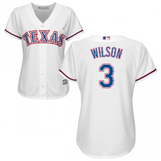 Women's Majestic Texas Rangers #3 Russell Wilson Authentic White Home Cool Base MLB Jersey - Ujersey