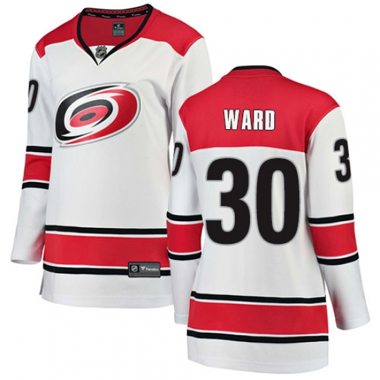 Women's Carolina Hurricanes #30 Cam Ward Authentic White Away Fanatics Branded Breakaway NHL Jersey - Ujersey