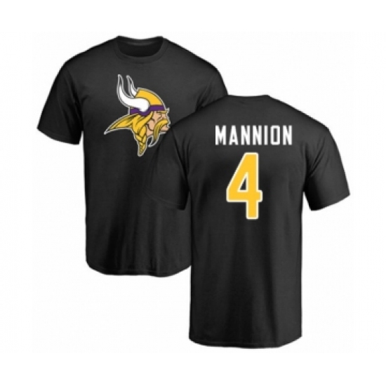 Football Minnesota Vikings #4 Sean Mannion Black Name & Number Logo T-Shirt - Ujersey