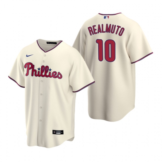Men's Nike Philadelphia Phillies #10 J.T. Realmuto Cream Alternate Stitched Baseball Jersey - Ujersey