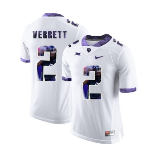 TCU Horned Frogs 2 Jason Verrett White With Portrait Print College Football Limited Jersey - Ujersey