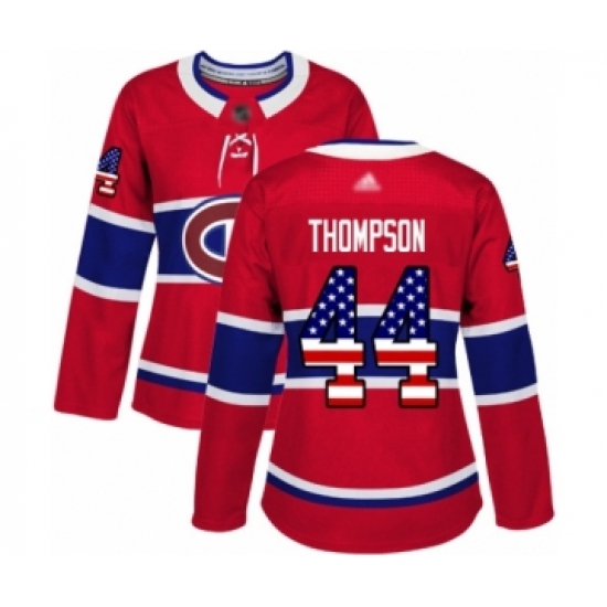 Women's Montreal Canadiens #44 Nate Thompson Authentic Red USA Flag Fashion Hockey Jersey - Ujersey