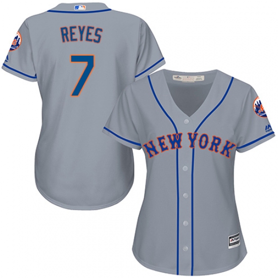 Women's Majestic New York Mets #7 Jose Reyes Authentic Grey Road Cool Base MLB Jersey - Ujersey
