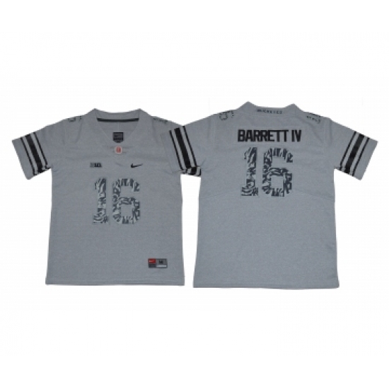 Ohio State Buckeyes 16 J.T. Barrett IV Gray Youth College Football Jersey - Ujersey