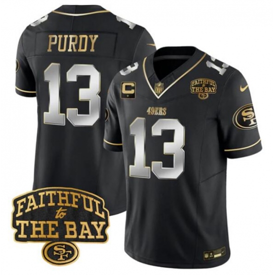Men's San Francisco 49ers #13 Brock Purdy Black 2025 F.U.S.E. 1-Star C With Faithful To The Bay Limited V8 Football Stitched Jersey - Ujersey