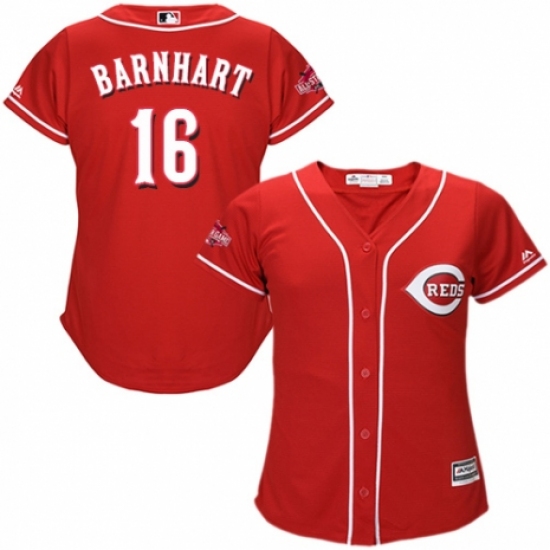 Women's Majestic Cincinnati Reds #16 Tucker Barnhart Replica Red Alternate Cool Base MLB Jersey - Ujersey