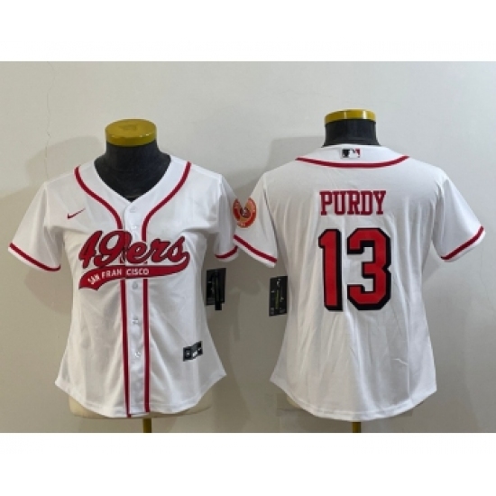 Women's San Francisco 49ers #13 Brock Purdy White Color Rush With Patch Cool Base Stitched Baseball Jersey - Ujersey