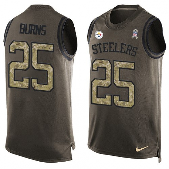 Men's Nike Pittsburgh Steelers #25 Artie Burns Limited Green Salute to Service Tank Top NFL Jersey - Ujersey
