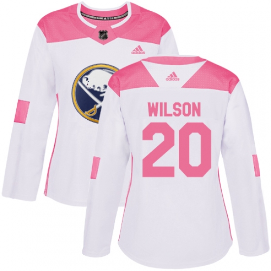 Women's Adidas Buffalo Sabres #20 Scott Wilson Authentic White Pink Fashion NHL Jersey
