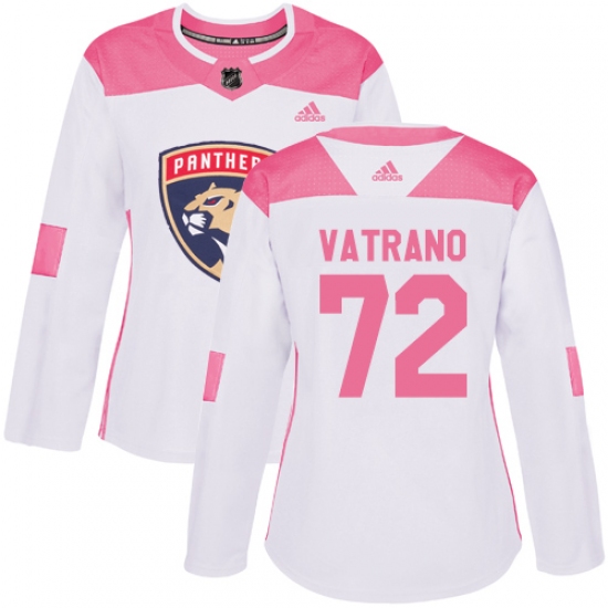 Women's Adidas Florida Panthers #72 Frank Vatrano Authentic White Pink Fashion NHL Jersey - Ujersey