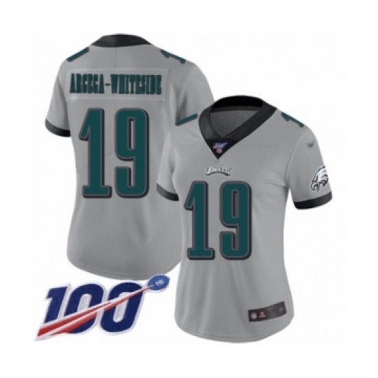 Women's Philadelphia Eagles #19 JJ Arcega-Whiteside Limited Silver Inverted Legend 100th Season Football Jersey - Ujersey