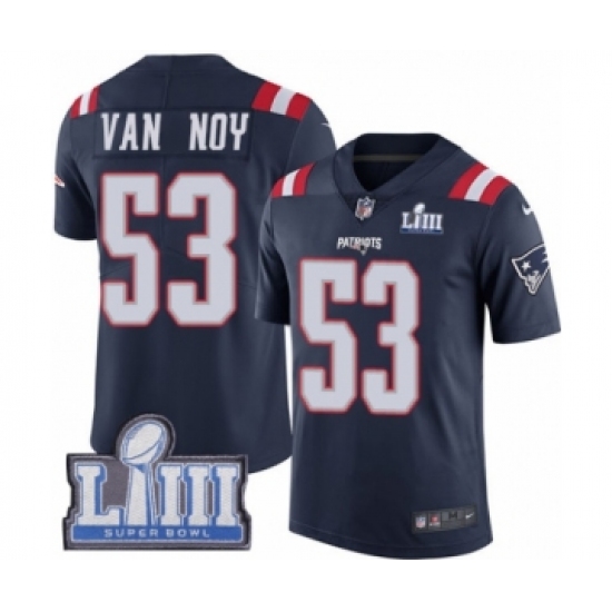 Men's Nike New England Patriots #53 Kyle Van Noy Limited Navy Blue Rush Vapor Untouchable Super Bowl LIII Bound NFL Jersey - Ujersey