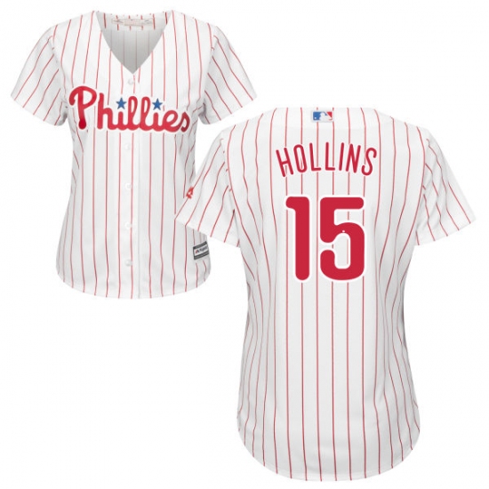Women's Majestic Philadelphia Phillies #15 Dave Hollins Authentic White/Red Strip Home Cool Base MLB Jersey - Ujersey
