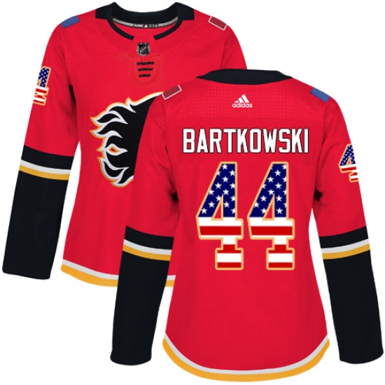 Women's Adidas Calgary Flames #44 Matt Bartkowski Authentic Red USA Flag Fashion NHL Jersey - Ujersey
