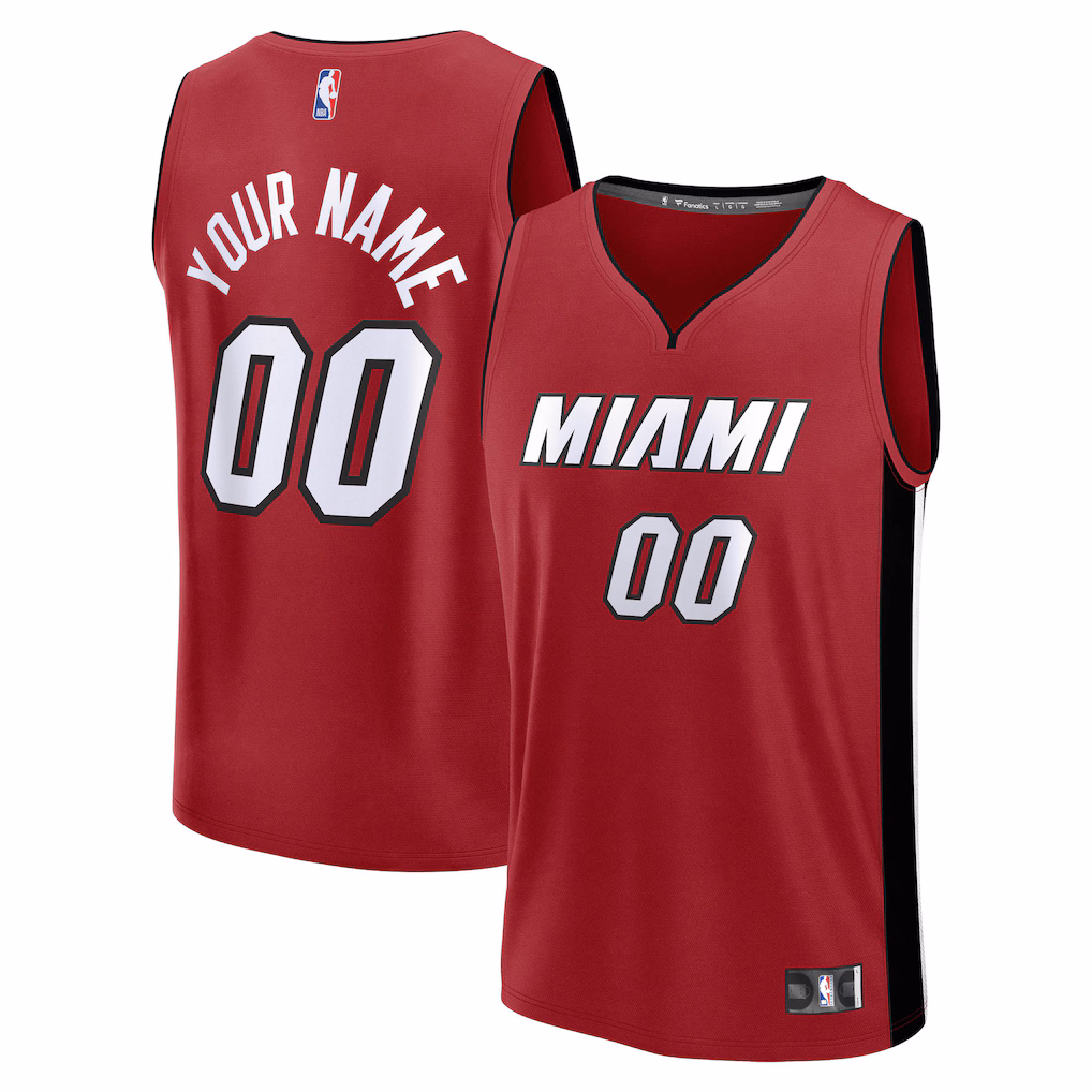 Men's Miami Heat Fanatics Red Fast Break Custom Jersey - Icon Edition - Ujersey Shop