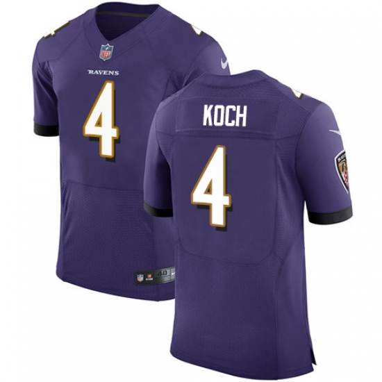 Men's Nike Baltimore Ravens #4 Sam Koch Elite Purple Team Color NFL Jersey - Ujersey
