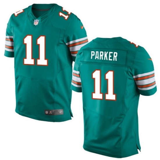 Men's Nike Miami Dolphins #11 DeVante Parker Elite Aqua Green Alternate NFL Jersey - Ujersey
