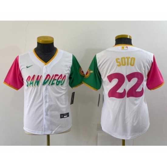 Youth San Diego Padres #22 Juan Soto White 2022 City Connect Cool Base Stitched Jersey - Ujersey