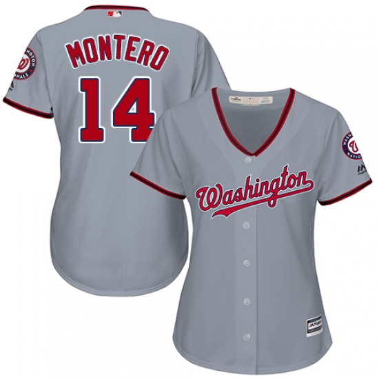 Women's Majestic Washington Nationals #14 Miguel Montero Replica Grey Road Cool Base MLB Jersey - Ujersey