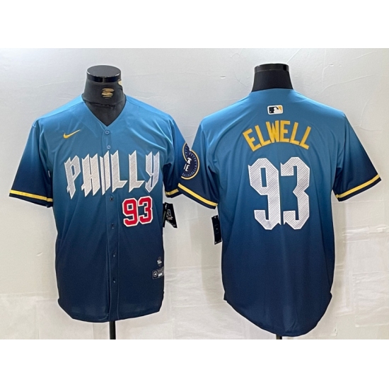 Men's Philadelphia Phillies #93 Jason Elwell Blue 2024 City Connect Limited Stitched Jerseys - Ujersey