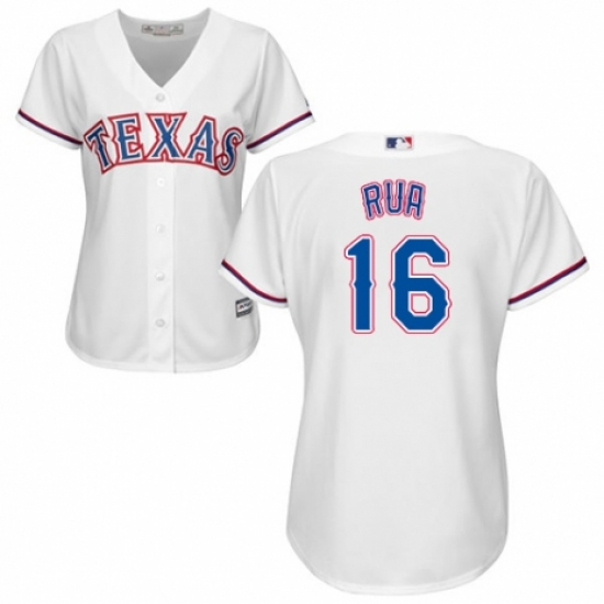Women's Majestic Texas Rangers #16 Ryan Rua Authentic White Home Cool Base MLB Jersey - Ujersey