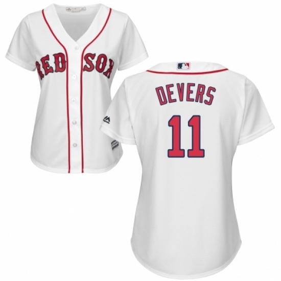 Women's Majestic Boston Red Sox #11 Rafael Devers Replica White Home MLB Jersey - Ujersey