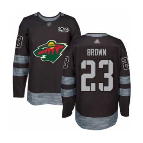 Men's Minnesota Wild #23 J.T. Brown Authentic Black 1917-2017 100th Anniversary Hockey Jersey - Ujersey