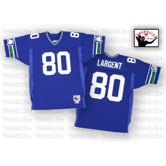 Mitchell And Ness Seattle Seahawks #80 Steve Largent Blue Authentic Throwback NFL Jersey - Ujersey