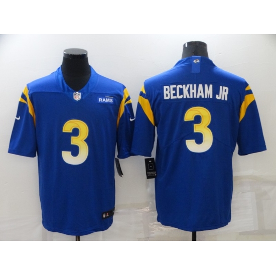 Men's Los Angeles Rams #3 Odell Beckham Jr. Blue Nike Limited Patch Jersey - Ujersey