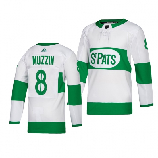 Men's Adidas Toronto Maple Leafs #8 Jake Muzzin adidas White 2019 St. Patrick's Day Authentic Player Stitched NHL Jersey - Ujersey