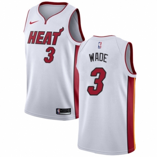 Men's Nike Miami Heat #3 Dwyane Wade Authentic NBA Jersey - Association Edition - Ujersey